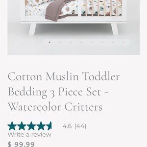 Cotton Muslin Crib/Toddler Bedding 3 Pc Set—Watercolor Critters by LittleUnicorn